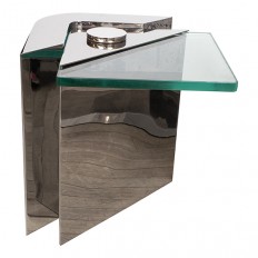 Polished nickel angular cantilevered side table
